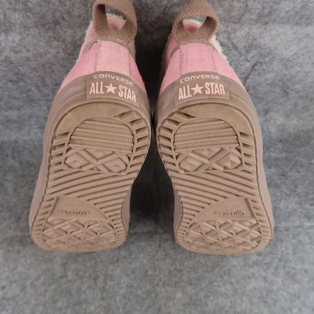 Converse Shoes Kids 6 Sneakers Chuck Taylor All Star Leather Faux Fur Pink Brown